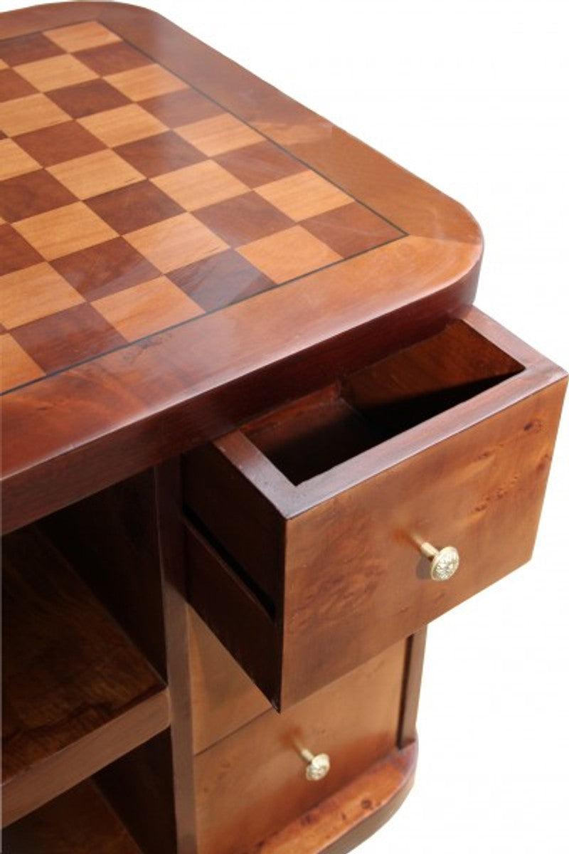 Art Deco Spieltisch Schach / Dame Mahagoni Mod2 L 50 x B 50 x H 55 cm - Möbel Antik Stil Barock