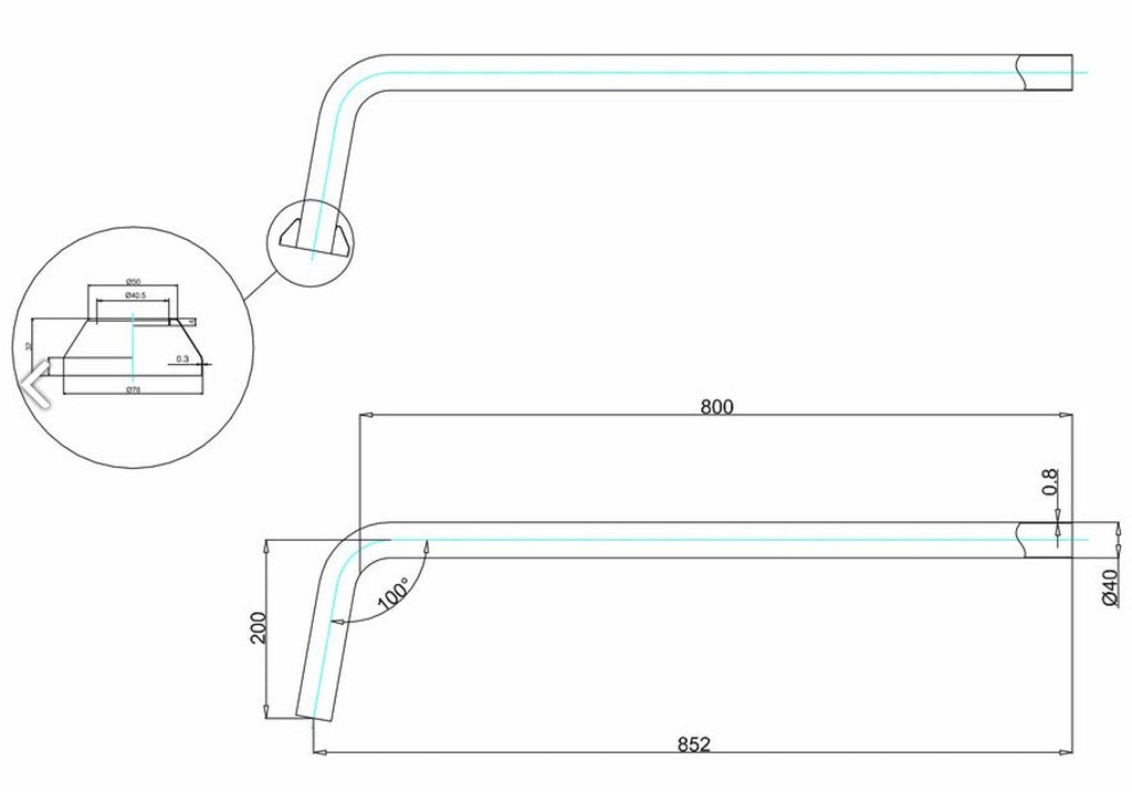 Ablaufrohr Chrom für Nostalgie Badewanne Naturstein freistehend 1700mm BCha - Ablauf Rohr