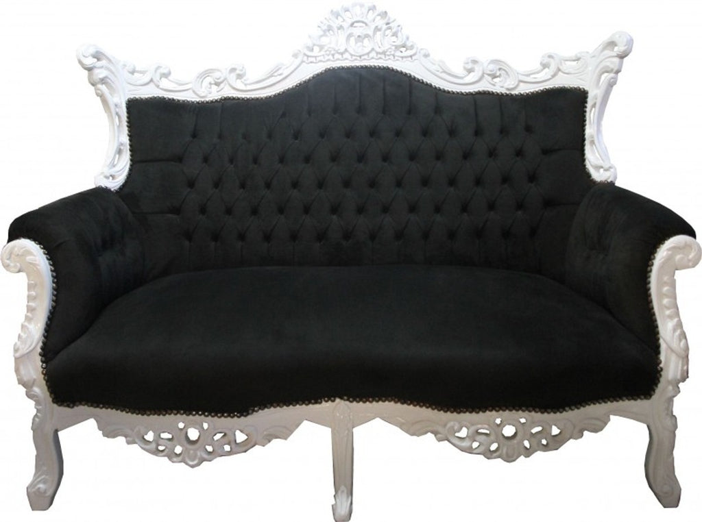 Barock Wohnzimmer Set Master Schwarz/Weiss - 3er Sofa+2er Sofa + 1 Sessel