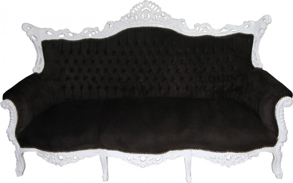 Barock Wohnzimmer Set Master Schwarz/Weiss - 3er Sofa+2er Sofa + 1 Sessel