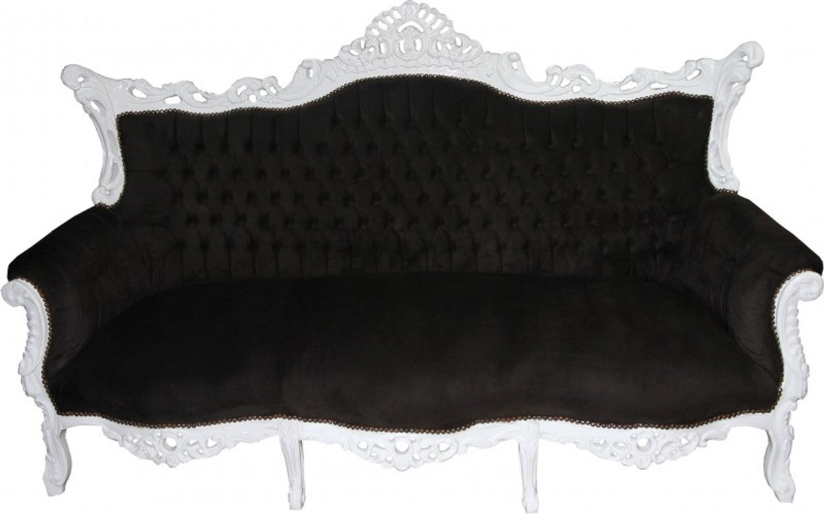 Barock Wohnzimmer Set Master Schwarz/Weiss - 3er Sofa+2er Sofa + 1 Sessel