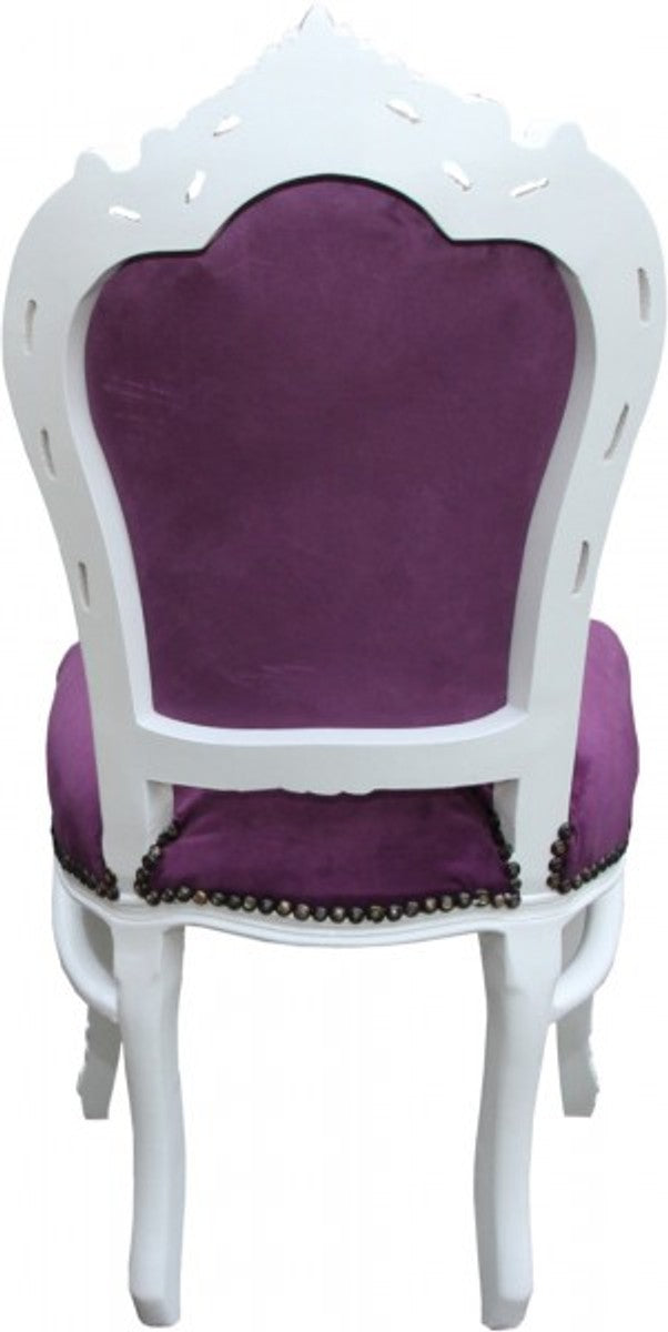 Barock Esszimmer Stuhl Lila/Weiß - Antik Stil