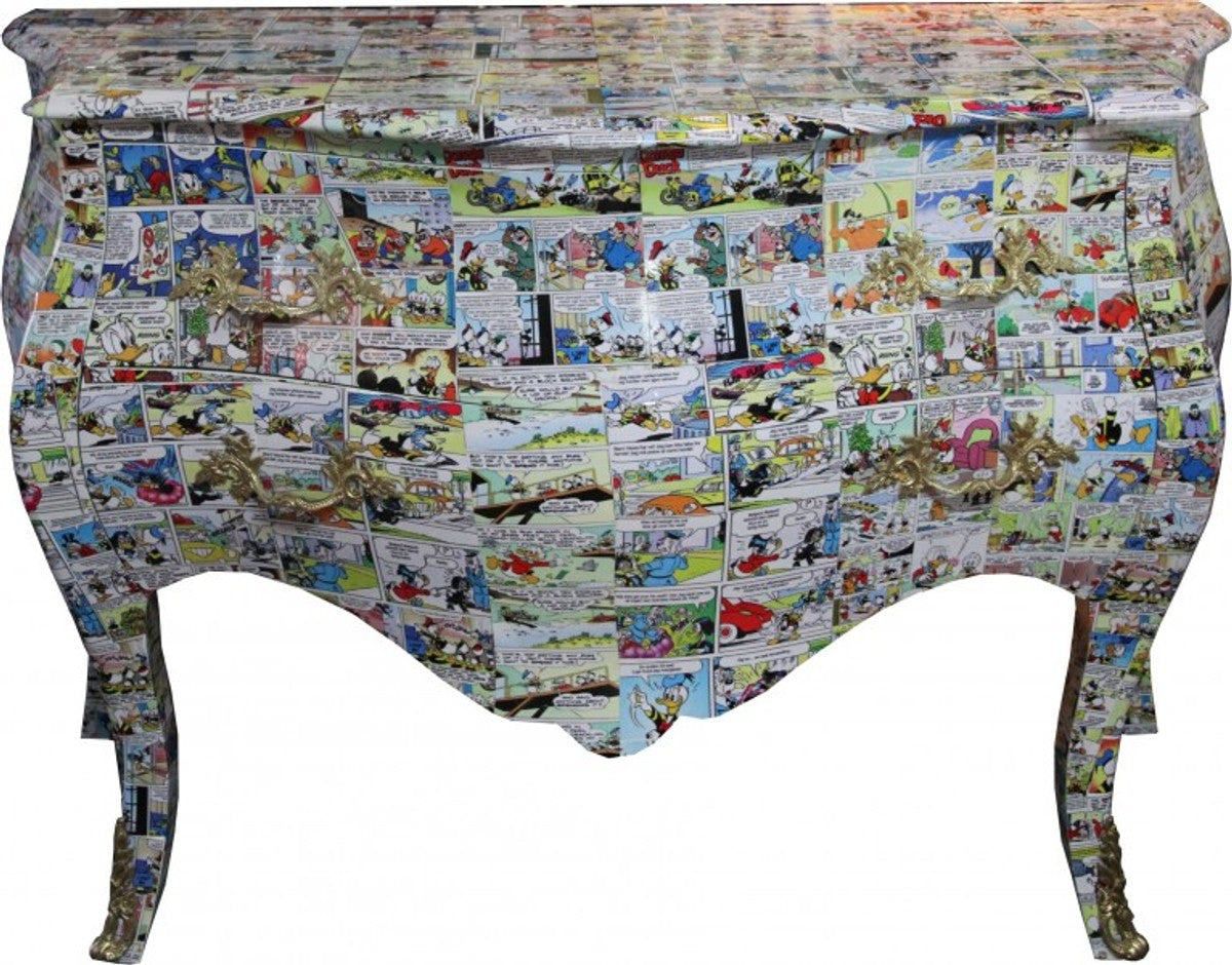 Barock Kommode Comic Design 130 cm, Mod3 - Handgefertigt aus Massivholz - Limited Edition
