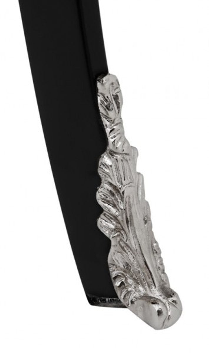 Barock Luxus Kommode Klavierlack Schwarz B 52 x T 34 x H 72 cm mit Marmorplatte