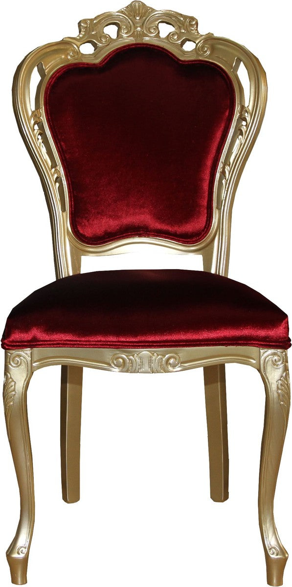 Barock Luxus Esszimmer Set Bordeaux/Gold - Esstisch + 6 Stühle - Möbel Antik Stil - Luxus Qualität - Limited Edition