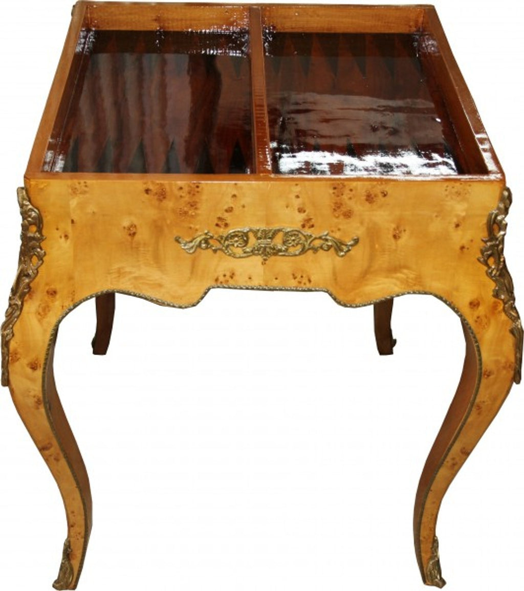Barock Spieltisch Schach / Backgammon Tisch Mahagoni L 60 x B 60 x H 71 cm - Möbel Antik Stil Barock