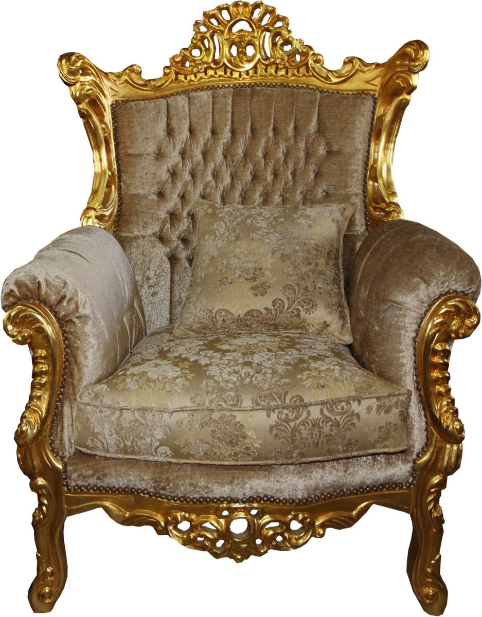 Barock Sessel Al Capone Mod2 Braun-Creme Muster/Gold - Möbel Antik Stil - Limited Edition