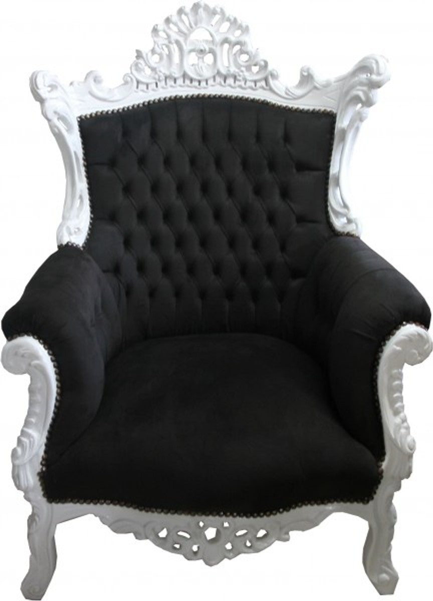 Barock Wohnzimmer Set Master Schwarz/Weiss - 3er Sofa+2er Sofa + 1 Sessel