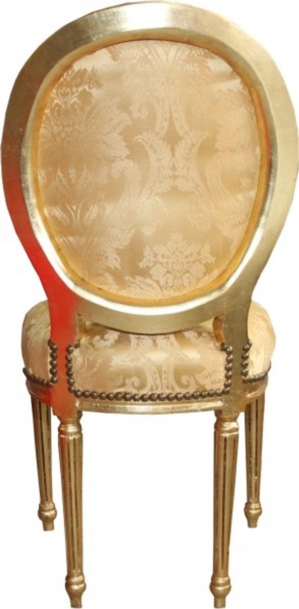 Barock Esszimmer Stuhl Gold Blumenmuster / Gold Mod2 Rund