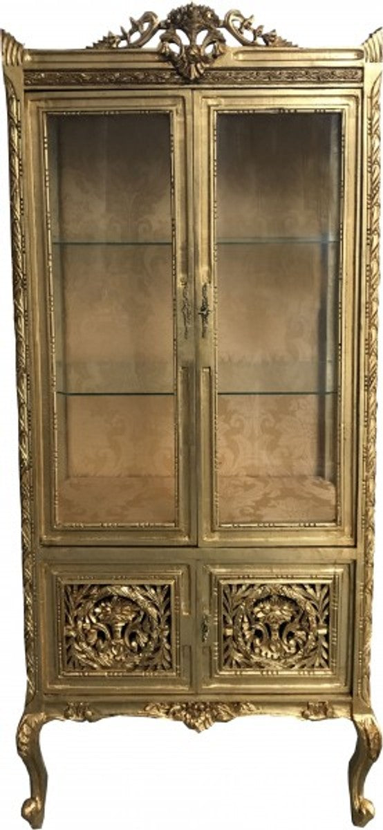 Barock Vitrine Gold ModF7 - Doppel Vitrinenschrank