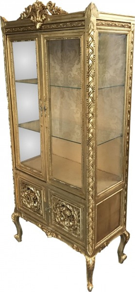 Barock Vitrine Gold ModF7 - Doppel Vitrinenschrank