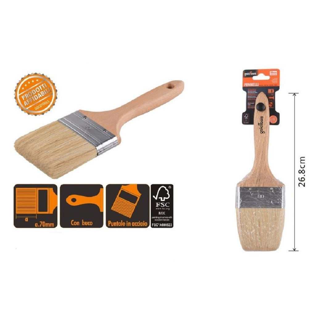 Cepillo plano 26.8 cm con mango de madera cerdas suaves pintura pintura 90208