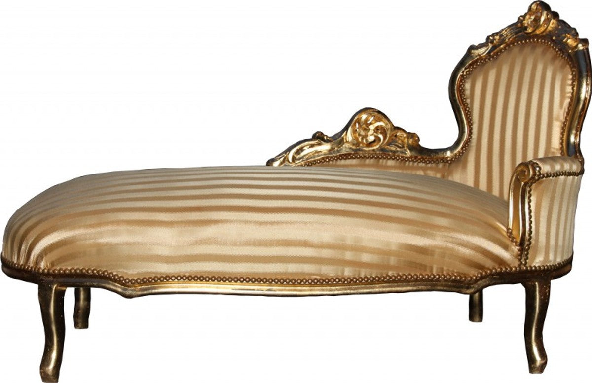 Barock Chaiselongue King Gold Streifen / Gold