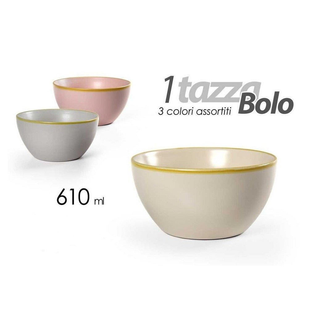 Copa de desayuno de cerámica decorada 14x7 cm 610 ml 3 colores surtidos 817342