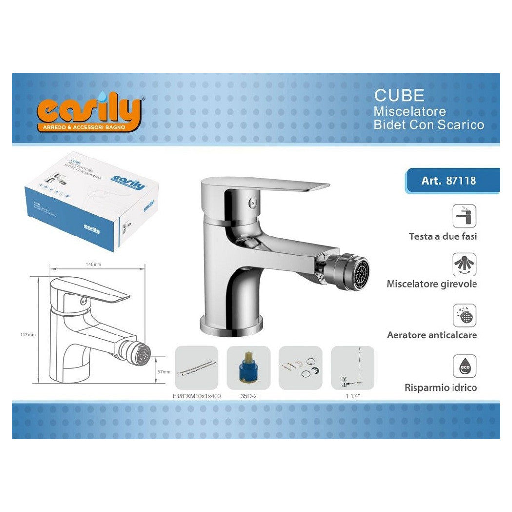 Diseño de una sola palanca Bidet Tap Modern Chrome Design Classic Cube87118