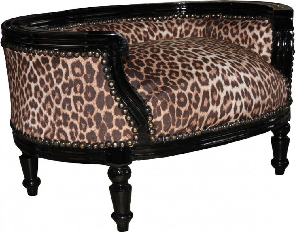 Barock Hunde & Katzen Sofa Leopard / Schwarz Hundebett & Katzenbett