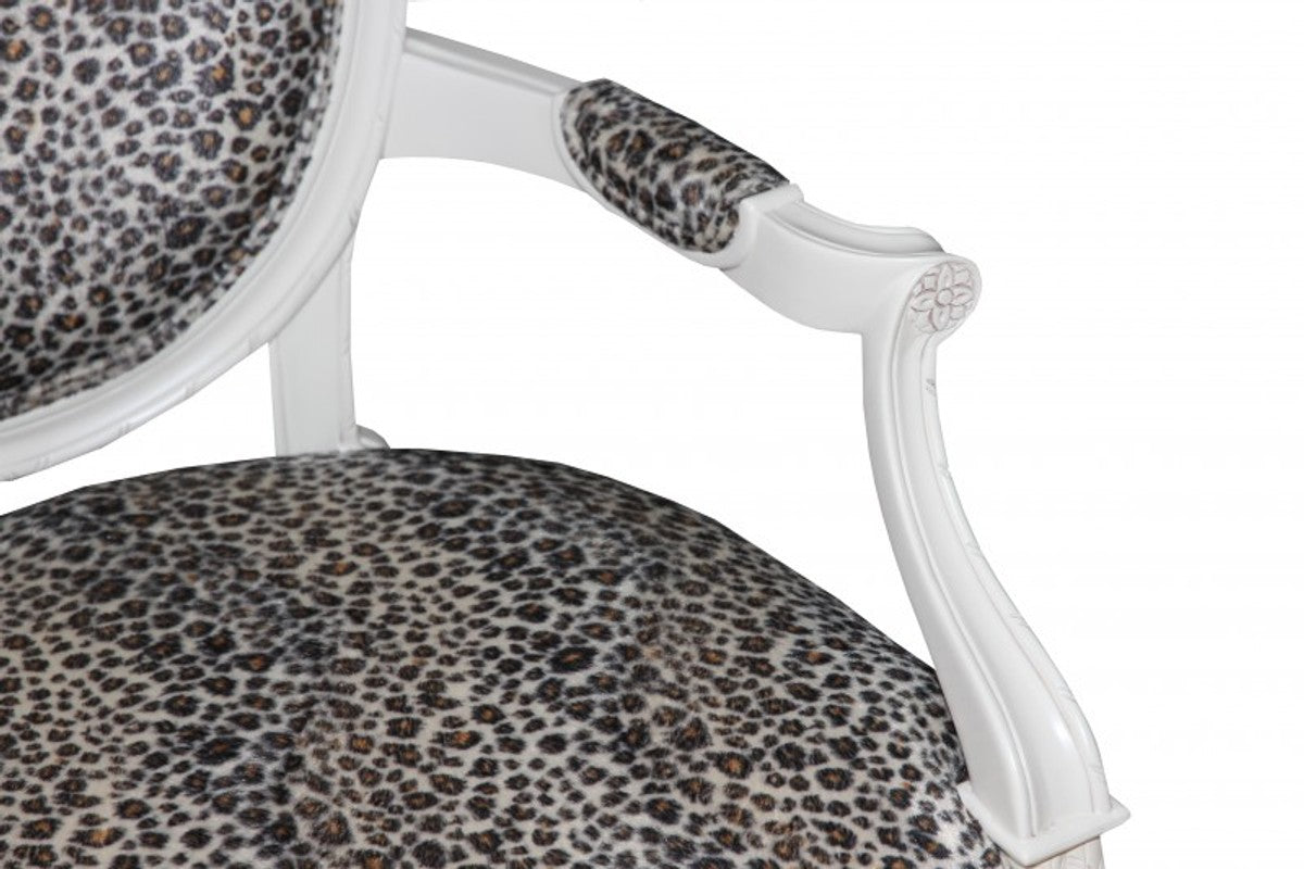 Barock Esszimmer Stuhl mit Armlehnen Mod2 Leopard / Creme - Barock Möbel
