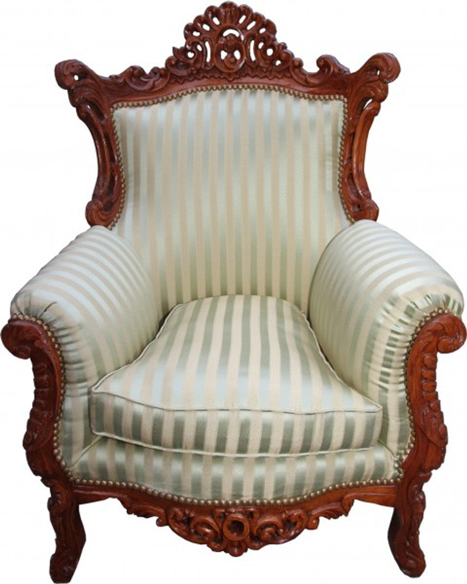 Barock Sessel Al Capone Mod2 Jadegrün/Beige / Braun Möbel Antik Stil - Limited Edition