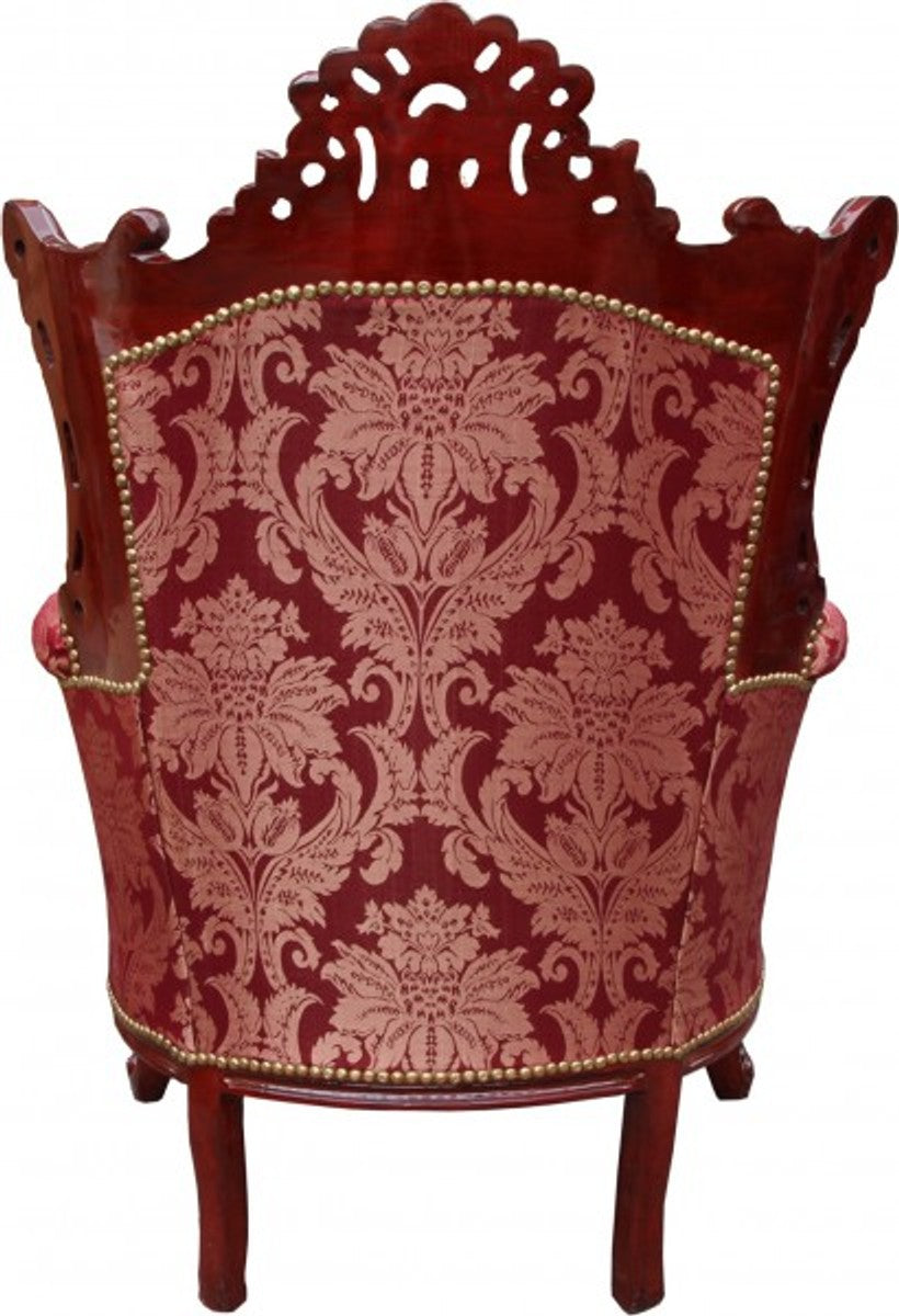 Barock Sessel Al Capone Bordeaux Muster Braun / Rot - Antik Stil Möbel
