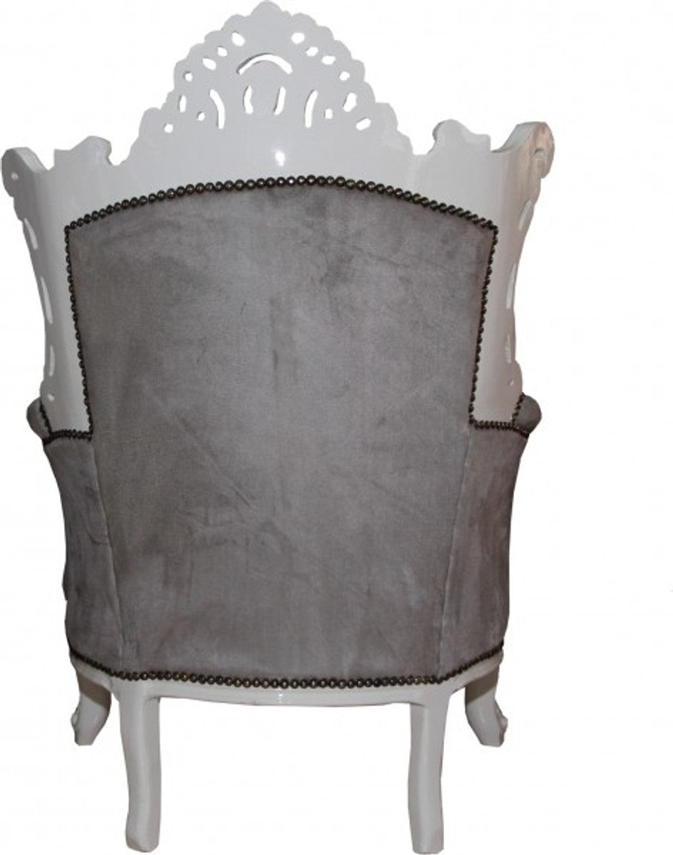 Barock Sessel Al Capone Grau / Weiss - Antik Stil