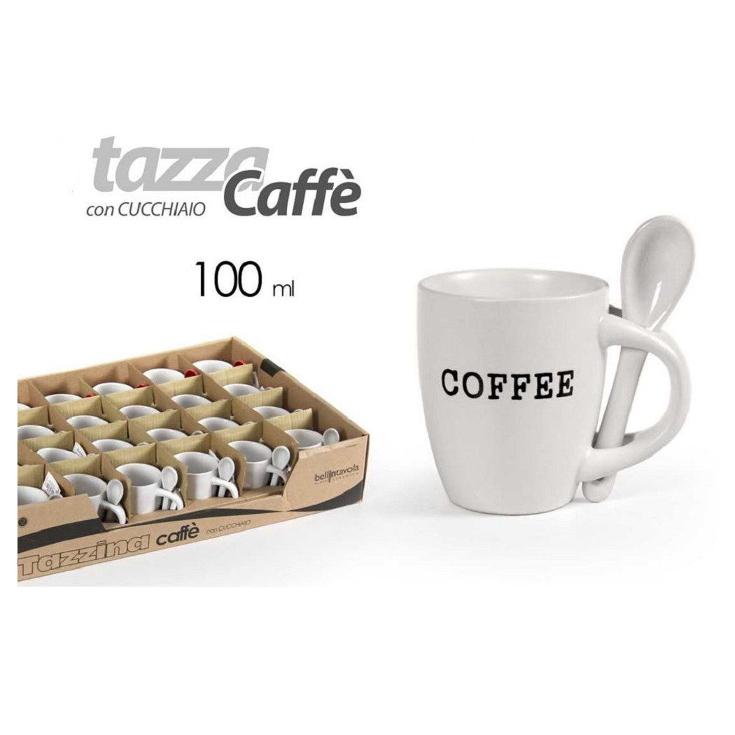 Set de 6 piezas Taza de café Taza de café con cuchara lisa 100 ml de café 818059